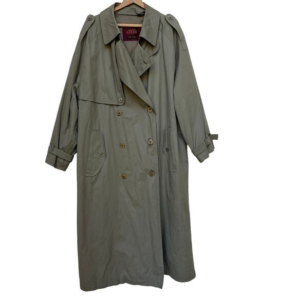 Vintage Sanyo Carol Cohen Made in Japan Khaki Trench Coat Size 42 - Picture 1 of 11
